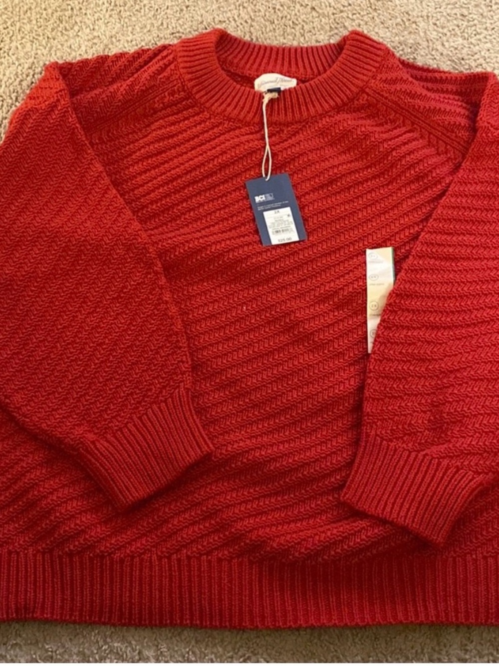 Universal Thread Women's Red Textured Crewneck Sweater